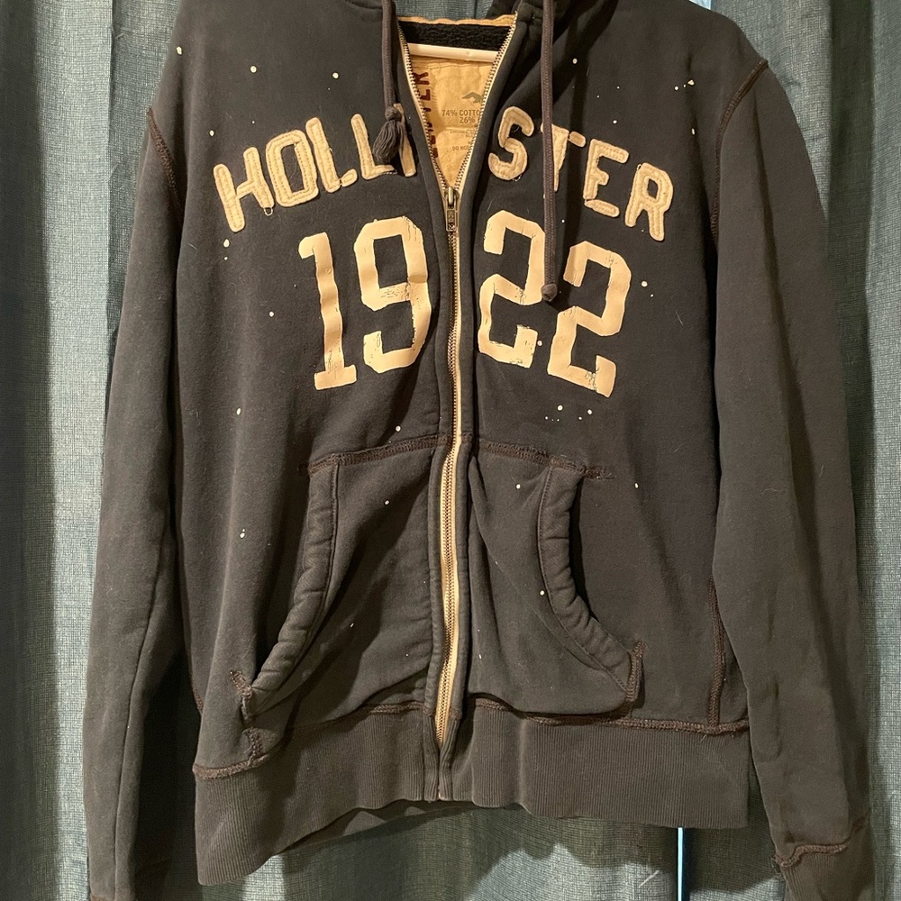 Hollister Dark Brown Hoodie with Tan Accents